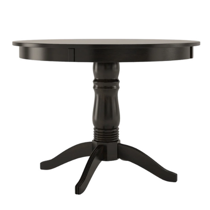 Round Pedestal Base Dining Table – Vintage Farmhouse Style with Distressed Finishes, Compact Design for Small Spaces, Timeless Classic Elegance
