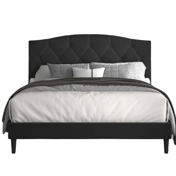 King Size Upholstered Platform Storage Bed with Button Tufted Headboard and Low-Profile Frame – Contemporary Glam Design