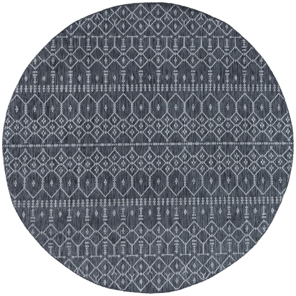 Boho-Inspired Charcoal & Light Grey Geometric Rug – Fade & Stain-Resistant, Low-Pile, Perfect for High-Traffic Indoor/Outdoor Spaces