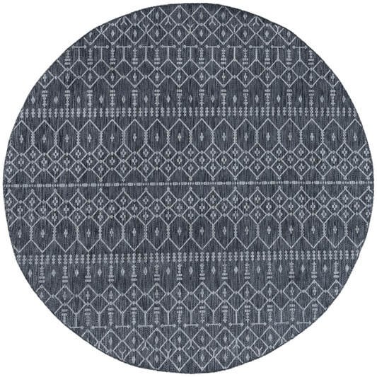 Boho-Inspired Charcoal & Light Grey Geometric Rug – Fade & Stain-Resistant, Low-Pile, Perfect for High-Traffic Indoor/Outdoor Spaces