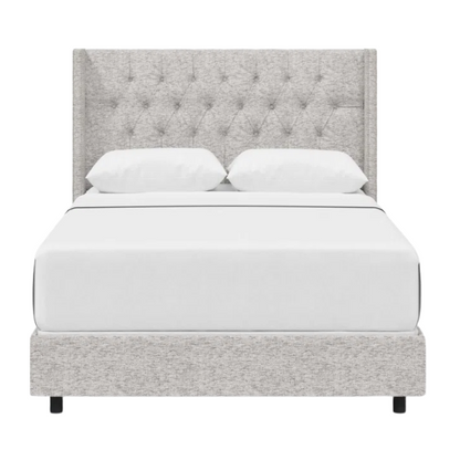 Timeless Upholstered Wingback King Size Bed with Button Tufting and Nailhead Trim