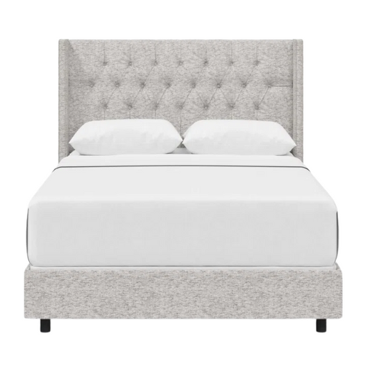 Timeless Upholstered Wingback King Size Bed with Button Tufting and Nailhead Trim
