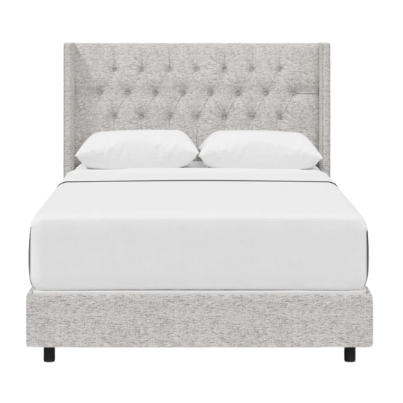 Timeless Upholstered Wingback King Size Bed with Button Tufting and Nailhead Trim