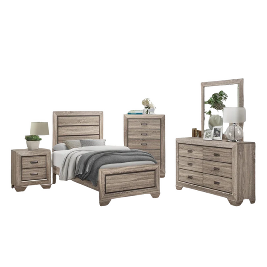 Luxurious Rustic Twin 4-Piece Solid Wood Bedroom Set: Timeless Style Meets Comfort