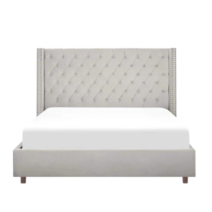 Queen Size Upholstered Velvet Bed – The Epitome of Luxury and Comfort with Majestic 61.4-Inch Extra-High Headboard