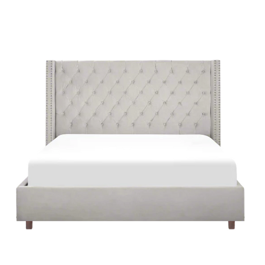 Queen Size Upholstered Velvet Bed – The Epitome of Luxury and Comfort with Majestic 61.4-Inch Extra-High Headboard