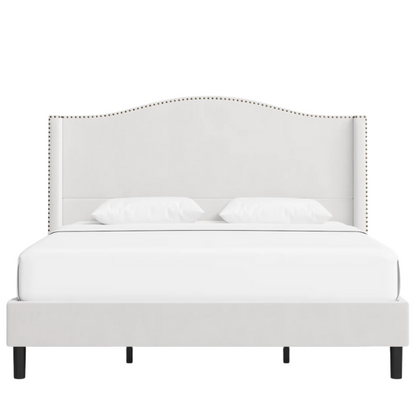Luxurious Velvet Upholstered Metal Platform Bed – Full/Double Size with Sleek & Stylish Design