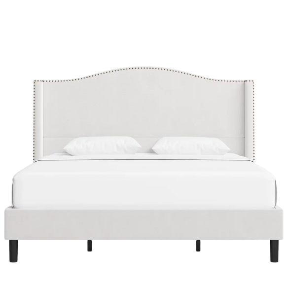 Luxurious Velvet Upholstered Metal Platform Bed – Full/Double Size with Sleek & Stylish Design