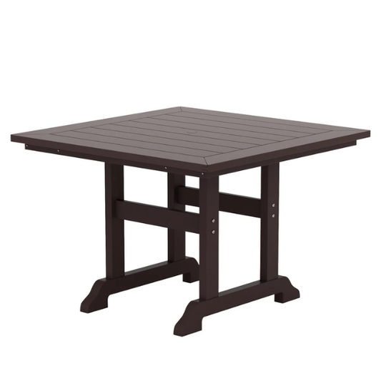 All-Weather Outdoor 43" Square Dining Table – Durable, Eco-Friendly, and UV-Resistant Patio Dining Table with Umbrella Hole