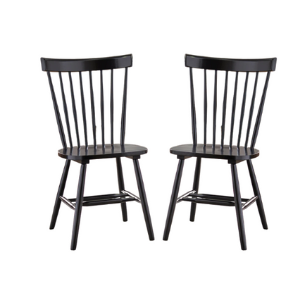 Farmhouse Spindle Back Dining Chairs – Set of 2, Solid Rubberwood