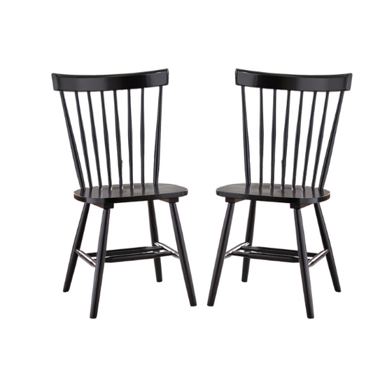 Farmhouse Spindle Back Dining Chairs – Set of 2, Solid Rubberwood