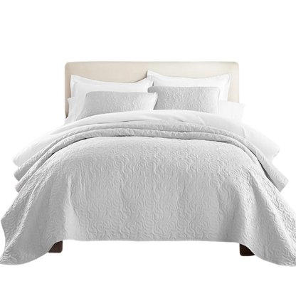 Elegant Floral Stitching Quilt Set – Ultra-Soft, Hypoallergenic, and Machine Washable Bedding for All Seasons