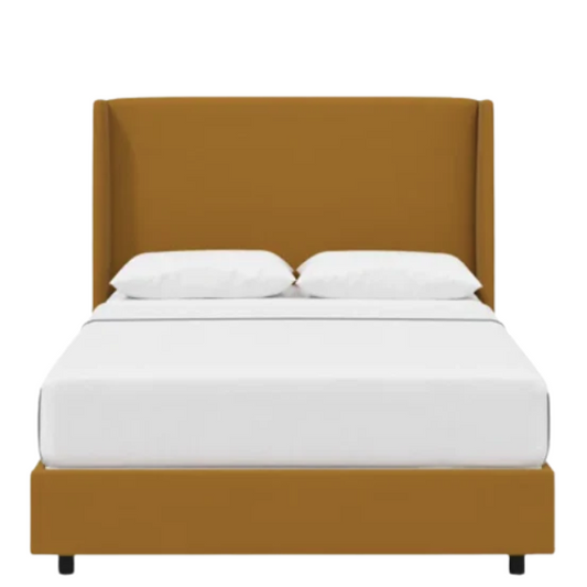 Cozy and Sleek Modern Queen Size Upholstered Wingback Bed