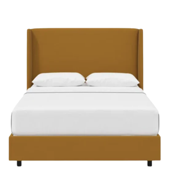 Cozy and Sleek Modern Queen Size Upholstered Wingback Bed