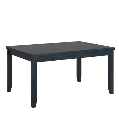 Solid Wood Rectangular Dining Table with Two Drawers – Distressed Finish, Rubberwood Construction, and Organized Storage