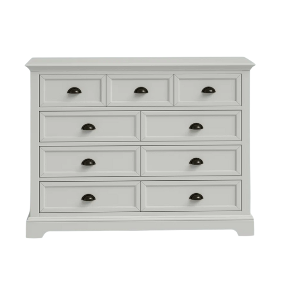 Traditional 9-Drawer Double Dresser with Beveled Edges, Picture Frame-Style Drawers