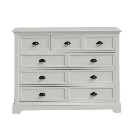 Traditional 9-Drawer Double Dresser with Beveled Edges, Picture Frame-Style Drawers