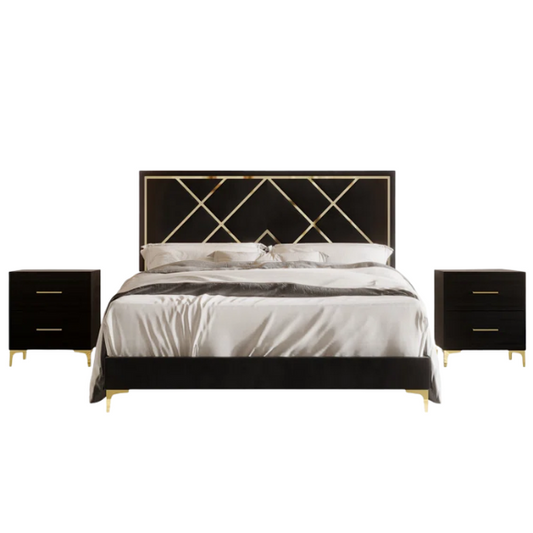 Luxurious Royal Blue Upholstered Platform 3-Piece Twin Bedroom Set