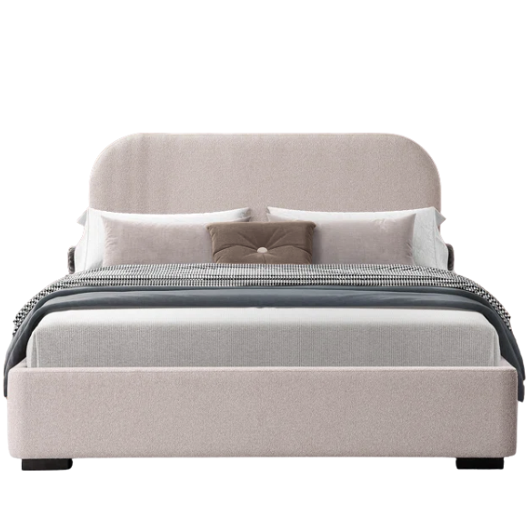Bouclé Platform Bed with Arched Headboard – Modern Design, Easy Assembly, and Superior Comfort for King Size