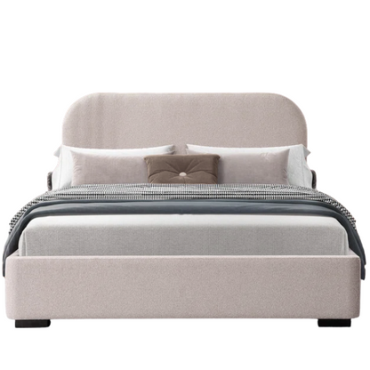 Bouclé Platform Bed with Arched Headboard – Modern Design, Easy Assembly, and Superior Comfort for King Size