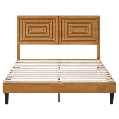 Bohemian-Inspired Solid Wood Full Double Bed – Aesthetic and Handcrafted Design