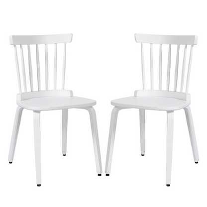 Solid Wood Slat Back Windsor Dining Chairs (Set of 2) – Sturdy, Eco-Friendly Construction with Ergonomic Backrest & Adjustable Foot Pads