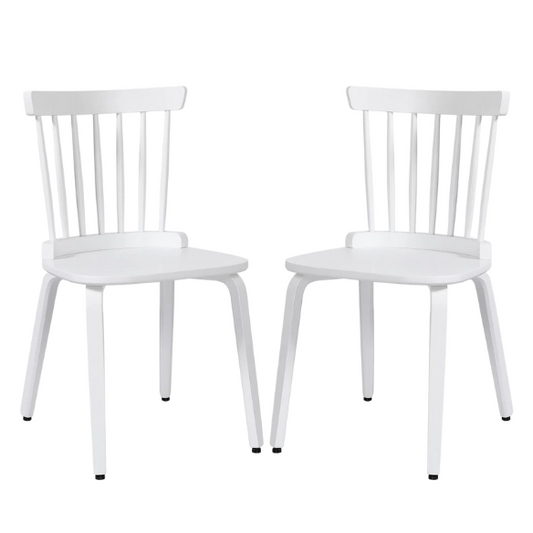 Solid Wood Slat Back Windsor Dining Chairs (Set of 2) – Sturdy, Eco-Friendly Construction with Ergonomic Backrest & Adjustable Foot Pads
