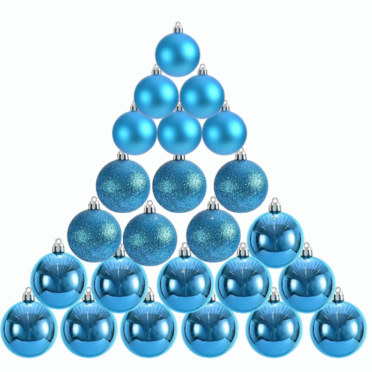 Blue Christmas Ball Ornaments – 24-Piece Set, Shatterproof Holiday Decorations (Available in 3 cm, 4 cm, and 6 cm)