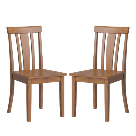 Set of 2 Farmhouse Slat Back Wooden Dining Side Chairs – Solid Wood, Rustic Kitchen or Dining Room Seating