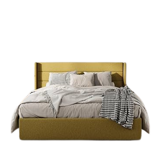 Modern King Size Upholstered Platform Bed with Hydraulic Lift Storage – Sleek Grooved Headboard, Space-Saving Design, and No Box Spring Needed