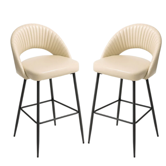 Set of 2 41" Modern Tapered Leg High Bar Stools with Leatherette Backrest and Fabric Seat – Stylish & Contemporary Design for Home or Commercial Spaces
