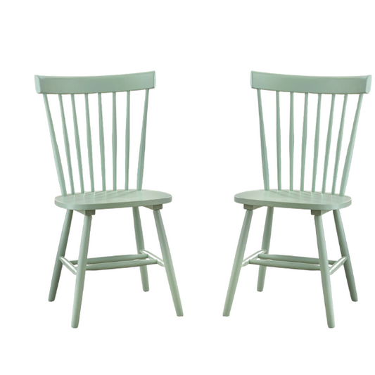 Farmhouse Spindle Back Dining Chairs – Set of 2, Solid Rubberwood