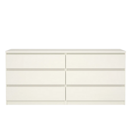Versatile 60.5" 6-Drawer Double Dresser with Smooth Metal Glides and Clean-Lined Silhouette