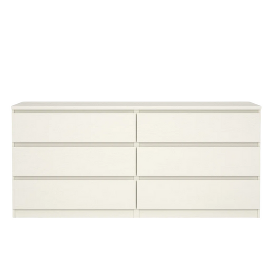 Versatile 60.5" 6-Drawer Double Dresser with Smooth Metal Glides and Clean-Lined Silhouette