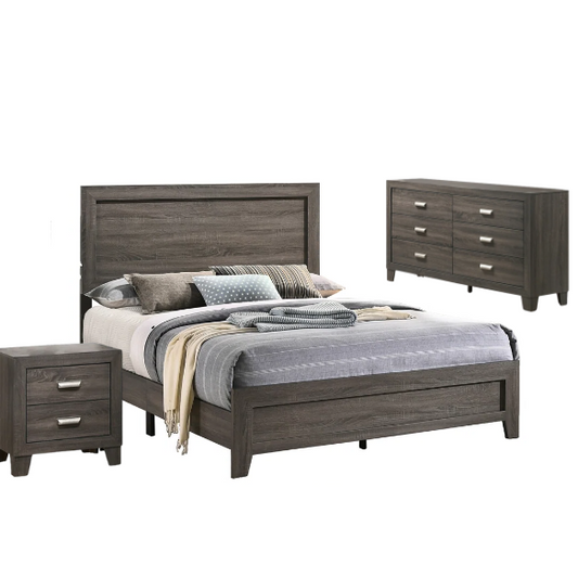 Rustic Gray Wooden 3-Piece Full Double Size Bedroom Set – Charming Design with Sturdy Craftsmanship and Timeless Appeal
