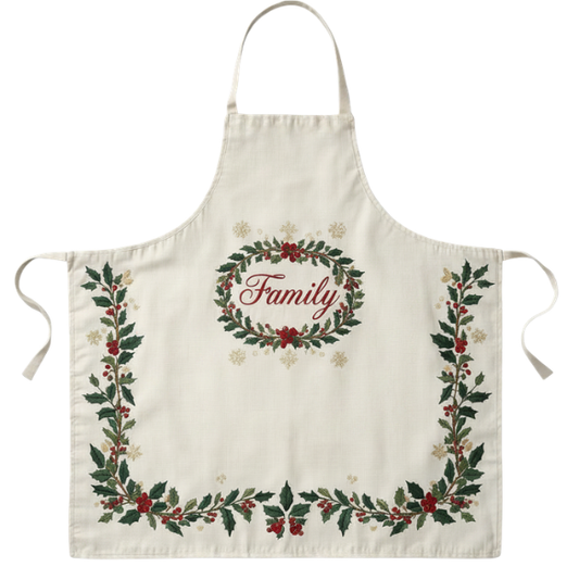 Off-White Family Holly Wreath Apron