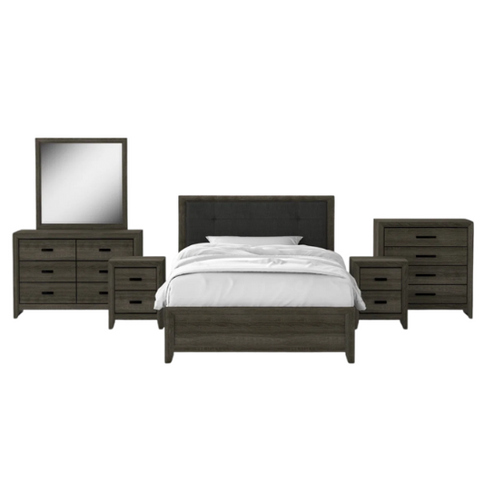 Smoky Grey Wooden Rustic 6-Piece Full Double Size Bedroom Set – Timeless Design with Sturdy Construction and Warm, Vintage Appeal