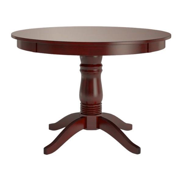 Round Pedestal Base Dining Table – Vintage Farmhouse Style with Distressed Finishes, Compact Design for Small Spaces, Timeless Classic Elegance