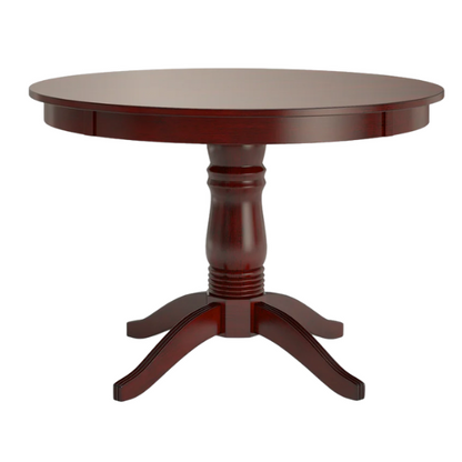 Round Pedestal Base Dining Table – Vintage Farmhouse Style with Distressed Finishes, Compact Design for Small Spaces, Timeless Classic Elegance