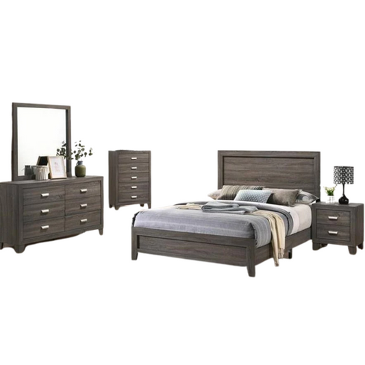 Chic Grey Wooden 4-Piece Twin Bedroom Set: Contemporary Style Meets Cozy Comfort