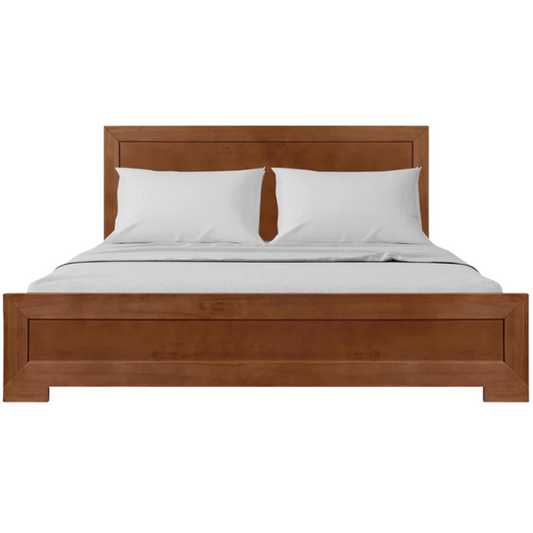 Neutral-Colored Solid Wood Queen Size Low Profile Platform Bed
