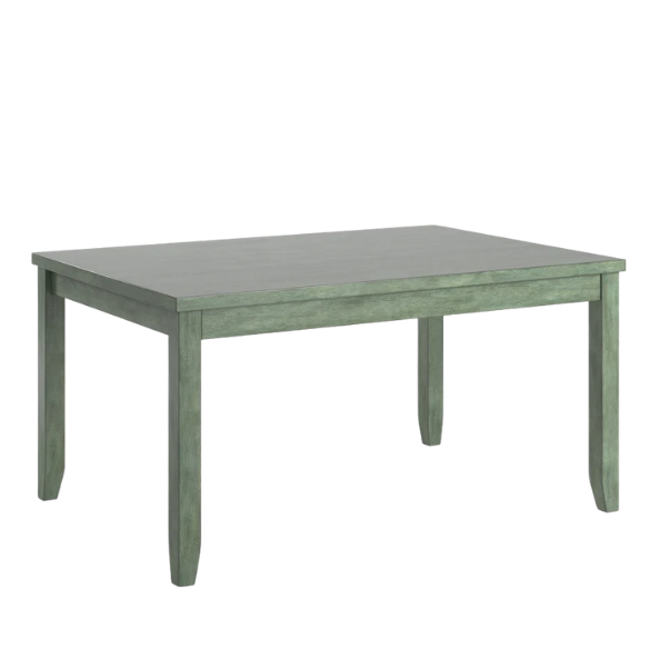 Solid Wood Rectangular Dining Table with Two Drawers – Distressed Finish, Rubberwood Construction, and Organized Storage