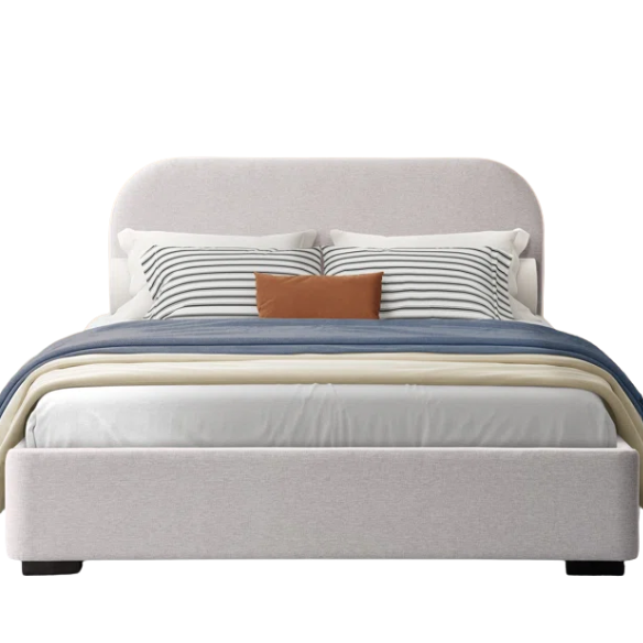 Bouclé Platform Bed with Arched Headboard – Modern Design, Easy Assembly, and Superior Comfort for King Size