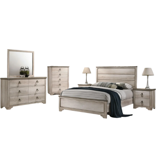 Rustic 5-Piece Queen Bedroom Set in Light Ash Brown – Timeless Wooden Charm and Warmth