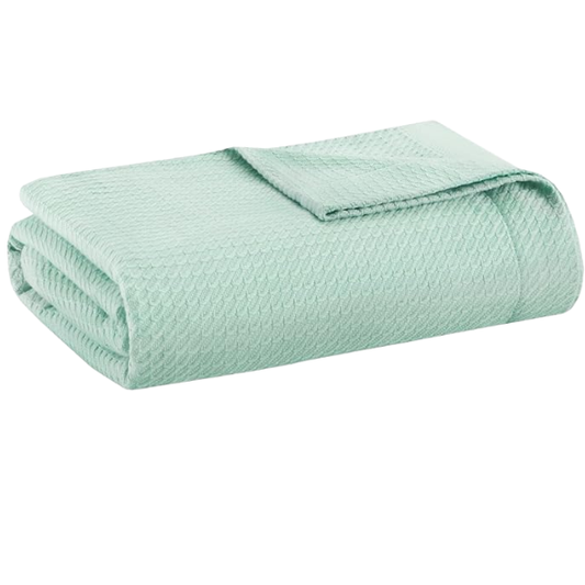 Seafoam Green Egyptian Cotton Quilted Blanket – Soft, Breathable, and All-Season Comfort