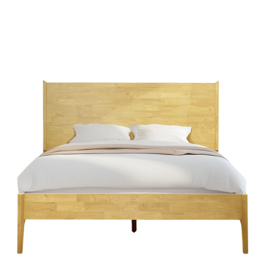 Timeless Solid Wood King Size Bed Frame with Headboard – Scandinavian Platform Design for Effortless Elegance and Comfort
