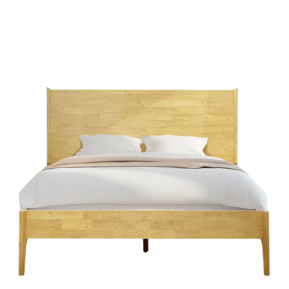 Timeless Solid Wood King Size Bed Frame with Headboard – Scandinavian Platform Design for Effortless Elegance and Comfort