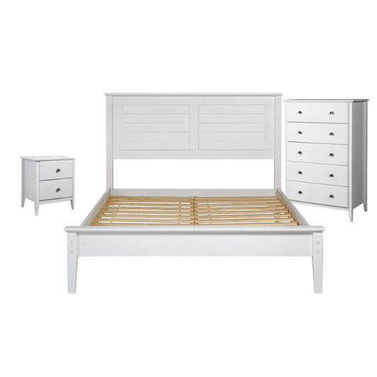Elegant Wooden 3-Piece Full Double Size Bedroom Set – Includes Bed, Chest, and Two Nightstands with Timeless Craftsmanship