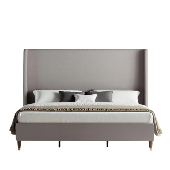 Queen Size Sleek and Minimalist Upholstered Platform Bed with Soft Linen Fabric – Elegant and Modern Design