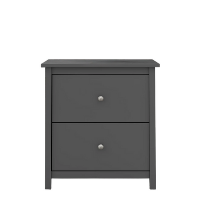 2-Drawer Nightstand – Neutral Engineered Wood, Streamlined Rectangular Design, Four Block Legs, Convenient Storage with Roller-Glide Drawers & Metal Knobs, Perfect for Traditional & Contemporary Bedroom